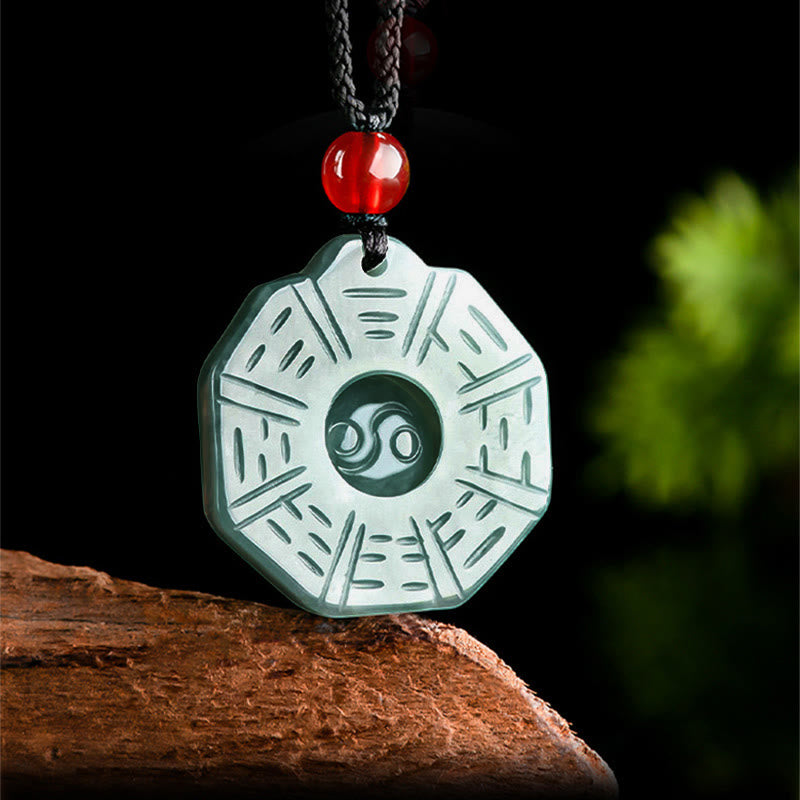 Buddha Stones Natural Jade FengShui Bagua Yin Yang prosperidad collar colgante - image 4