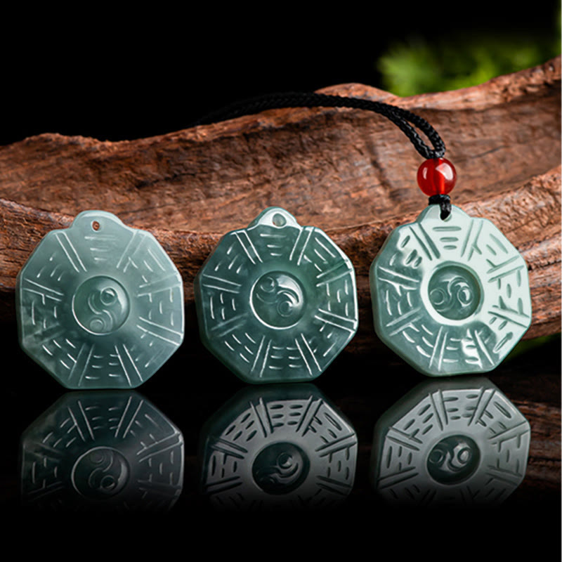 Buddha Stones Natural Jade FengShui Bagua Yin Yang prosperidad collar colgante - image 7
