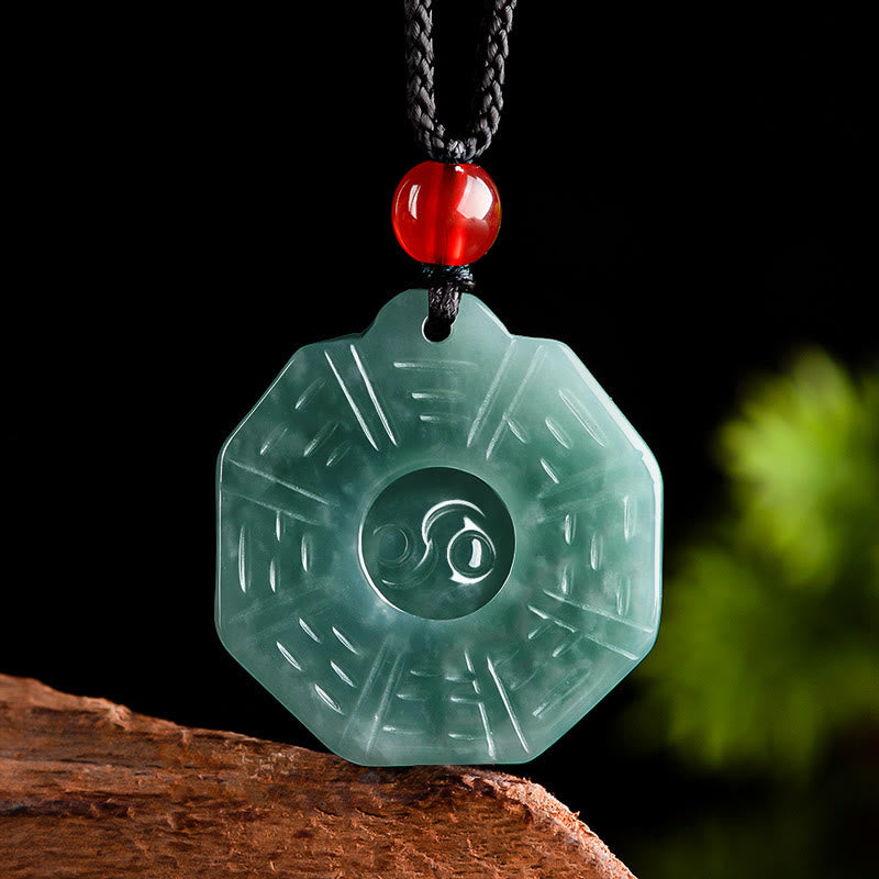 Buddha Stones Natural Jade FengShui Bagua Yin Yang prosperidad collar colgante - Jade (Prosperidad♥Abundancia) - image 1