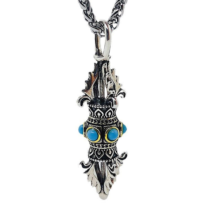Buddha Stones Collar de Metal de la Suerte y Riqueza de Cobre con Patrón de Vajra Dorje del Tíbet