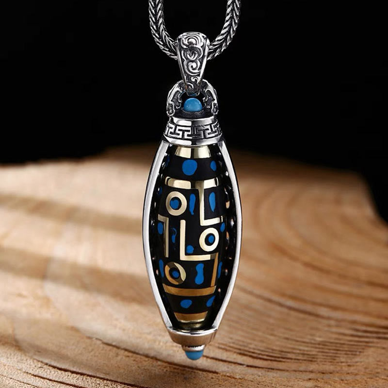 Buddha Stones Collar Colgante Giratorio con Patrón de Cuentas Dzi de Nueve Ojos "Om Mani Padme Hum" Tibetano, Pureza y Paz - Om Mani Padme Hum - image 1