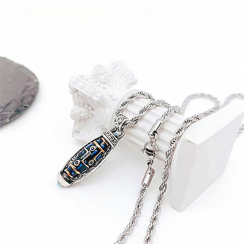 Buddha Stones Collar Colgante Giratorio con Patrón de Cuentas Dzi de Nueve Ojos "Om Mani Padme Hum" Tibetano, Pureza y Paz - image 8