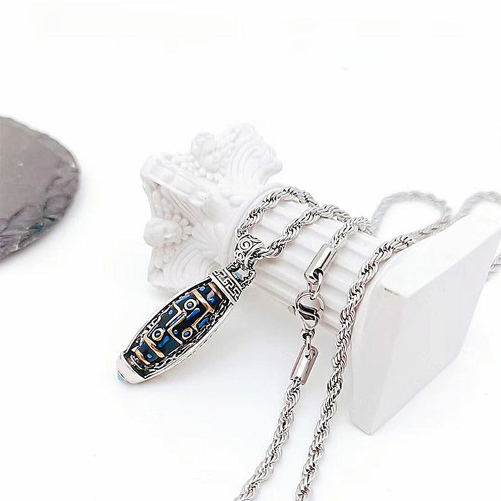 Buddha Stones Collar Colgante Giratorio con Patrón de Cuentas Dzi de Nueve Ojos "Om Mani Padme Hum" Tibetano, Pureza y Paz - image 8
