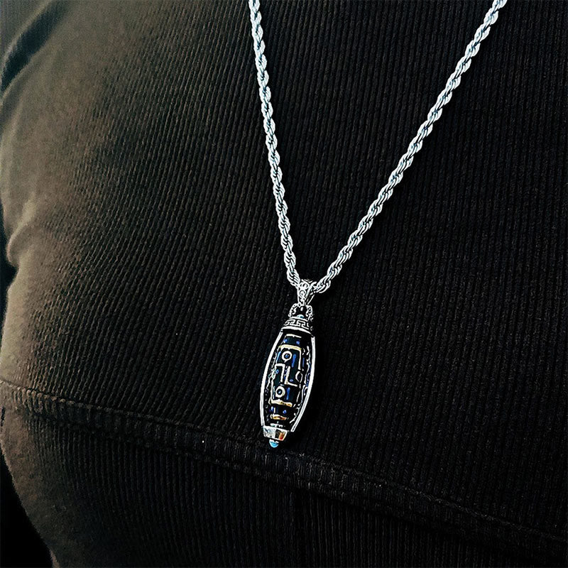 Buddha Stones Collar Colgante Giratorio con Patrón de Cuentas Dzi de Nueve Ojos "Om Mani Padme Hum" Tibetano, Pureza y Paz - image 9
