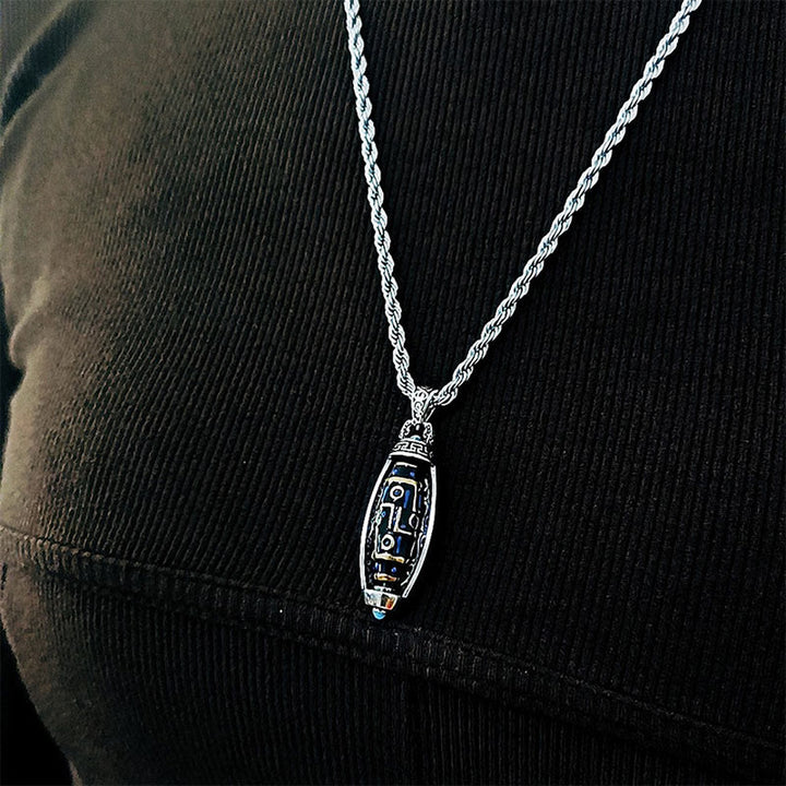 Buddha Stones Collar Colgante Giratorio con Patrón de Cuentas Dzi de Nueve Ojos "Om Mani Padme Hum" Tibetano, Pureza y Paz - image 9
