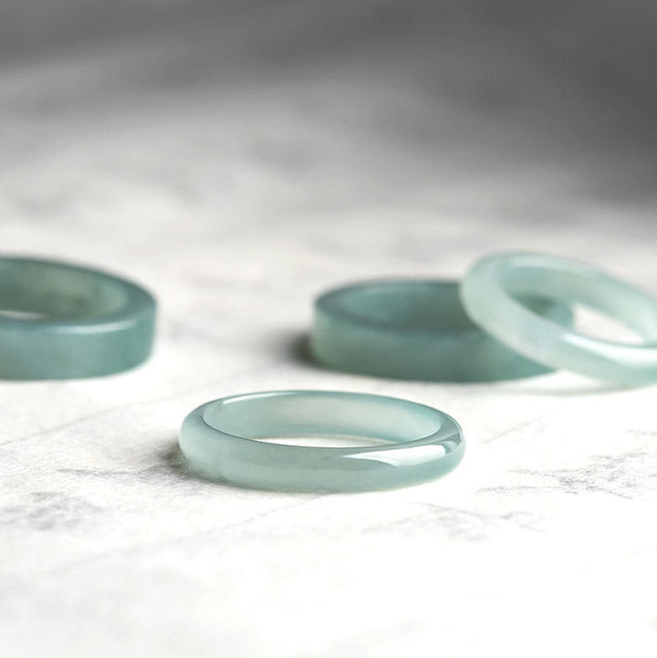 Anillo de la Suerte y Prosperidad de Jade Natural Buddha Stones