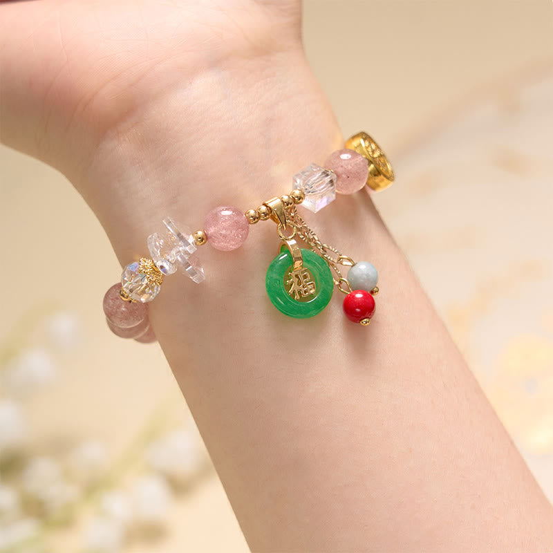 Buddha Stones Atraer amor y protección Pulsera rosa Paquete