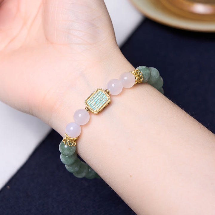 Buddha Stones Promueven Nuevos Comienzos Pulsera de Jade Verde Menta Paquete - image 4