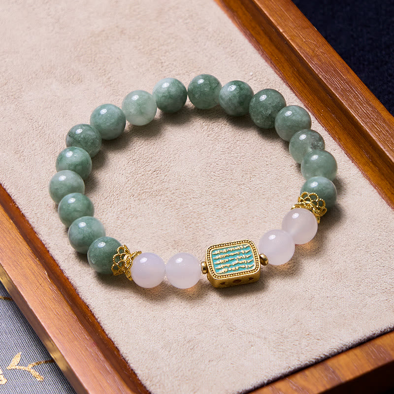 Buddha Stones Promueven Nuevos Comienzos Pulsera de Jade Verde Menta Paquete - image 3