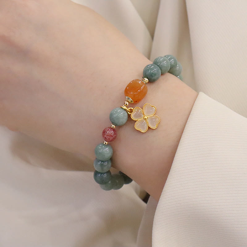 Buddha Stones Traen Buena Suerte Pulsera Brazalete de Jade Verde Paquete