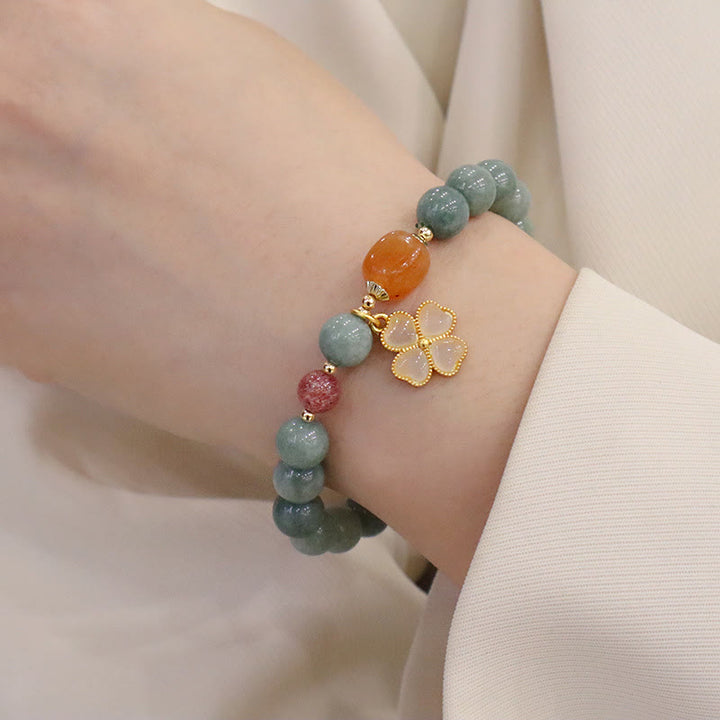 Buddha Stones Traen Buena Suerte Pulsera Brazalete de Jade Verde Paquete