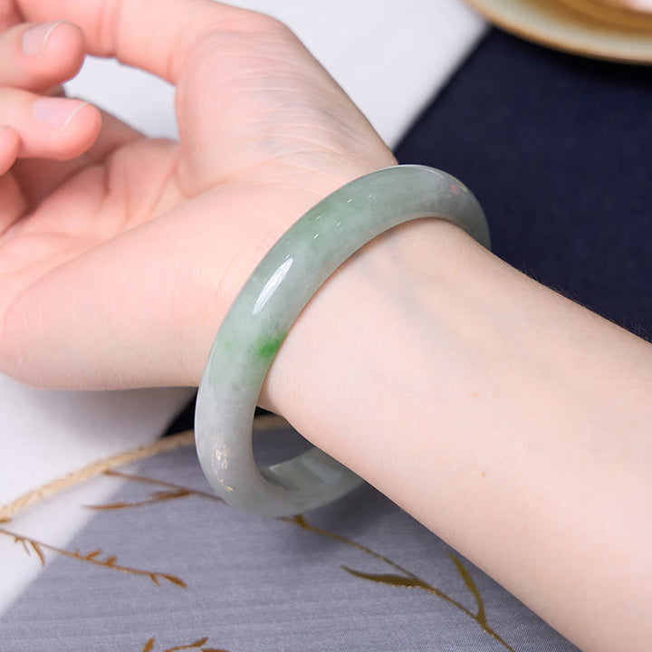 Buddha Stones Traen Buena Suerte Pulsera Brazalete de Jade Verde Paquete