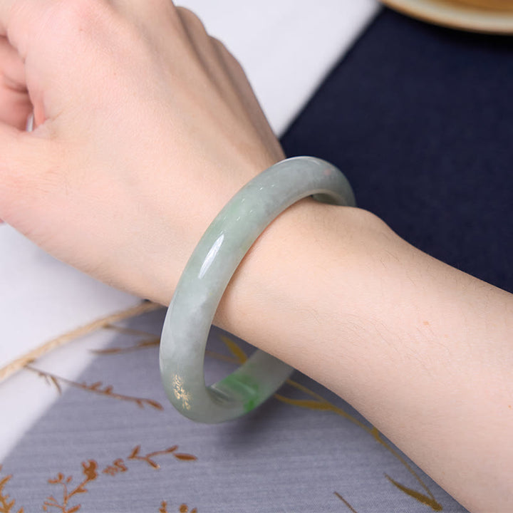 Buddha Stones Traen Buena Suerte Pulsera Brazalete de Jade Verde Paquete