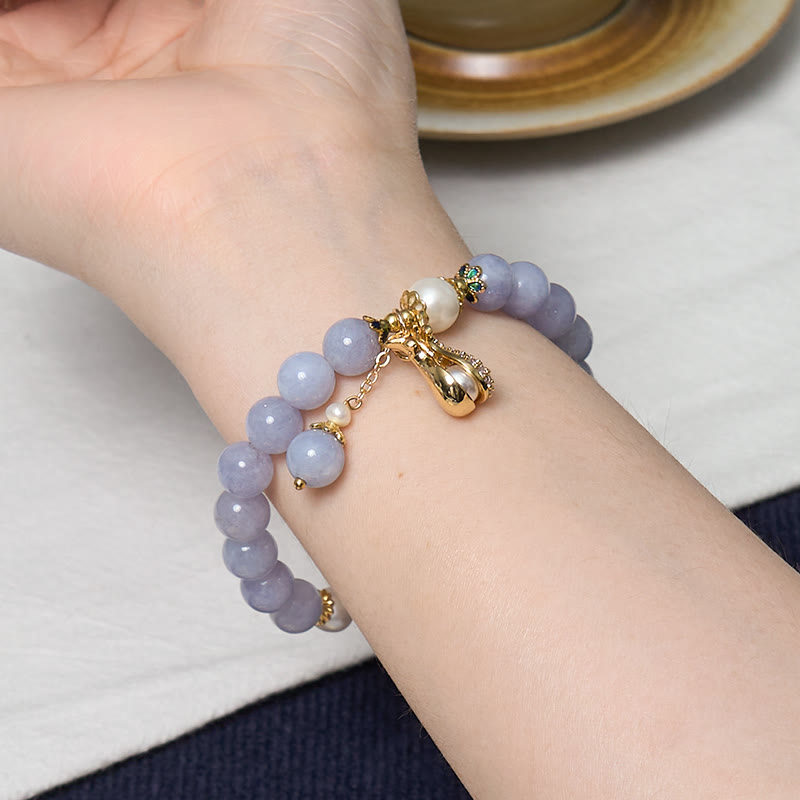 Buddha Stones Paz Interior Y Alivio Del Estrés Pulsera De Jade Aguamarina Azul Con Conjunto - image 5