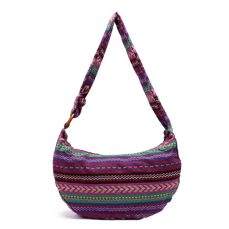 Bolso bandolera con estampado de rayas de algodón de Buddha Stones