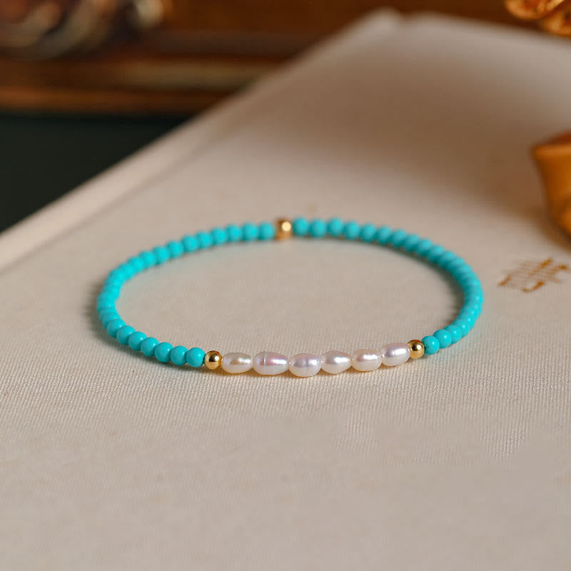 Pulsera de protección de pequeñas cuentas de piedras de Buda con turquesa, ágata roja y perla