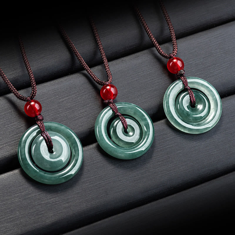 Colgante de Abundancia de Doble Hebilla de Paz de Jade Verde Buddha Stones