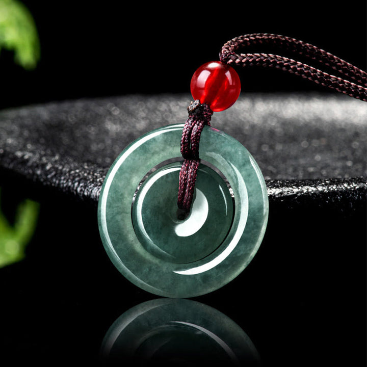 Colgante de Abundancia de Doble Hebilla de Paz de Jade Verde Buddha Stones