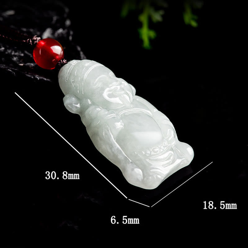 Buddha Stones Colgante de Collar de Jade Natural Chino Dios de la Riqueza Caishen Ingot de la Suerte