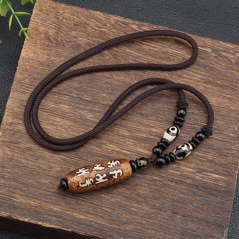 Buddha Stones Tíbet Om Mani Padme Hum Perla Dzi Avalokitesvara Patrón Collar de Riqueza Colgante - image 4