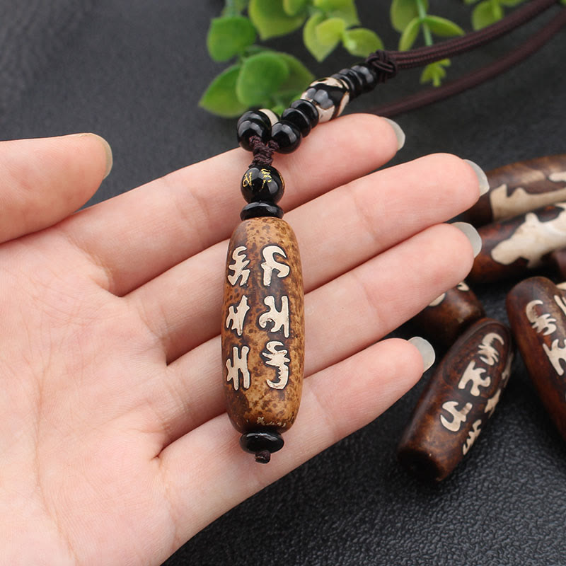 Buddha Stones Tíbet Om Mani Padme Hum Perla Dzi Avalokitesvara Patrón Collar de Riqueza Colgante - image 8