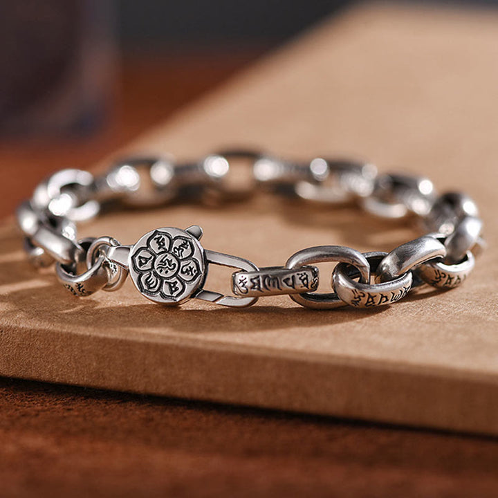 Buddha Stones Pulsera Calmante de Sabiduría de Seis Verdaderas Palabras de Plata Esterlina 925