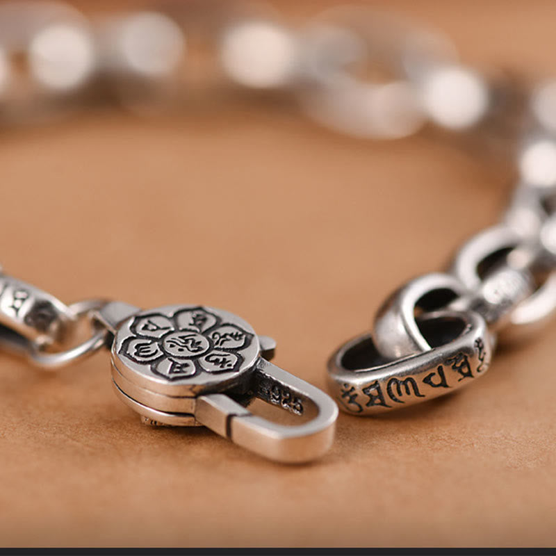 Buddha Stones Pulsera Calmante de Sabiduría de Seis Verdaderas Palabras de Plata Esterlina 925