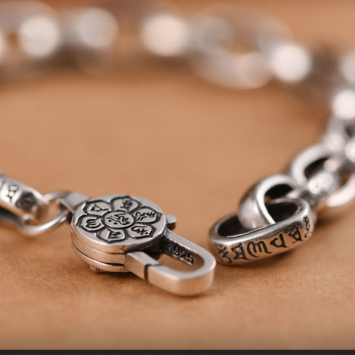 Buddha Stones Pulsera Calmante de Sabiduría de Seis Verdaderas Palabras de Plata Esterlina 925