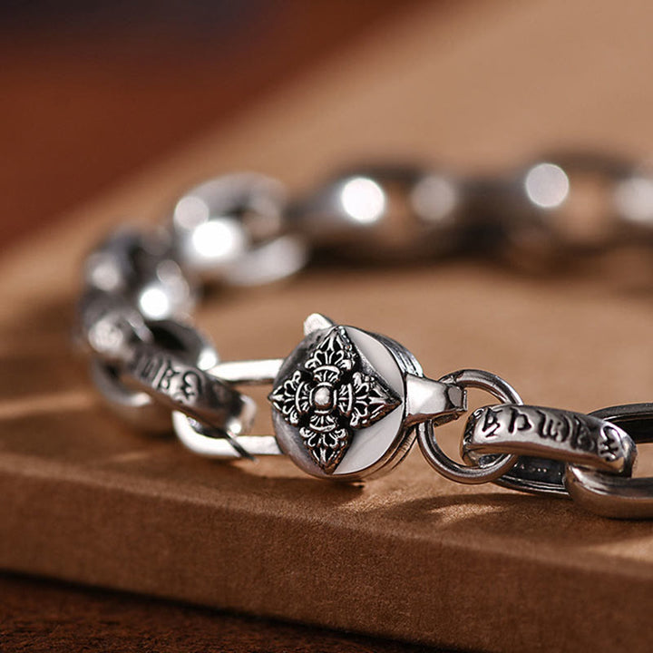 Buddha Stones Pulsera Calmante de Sabiduría de Seis Verdaderas Palabras de Plata Esterlina 925
