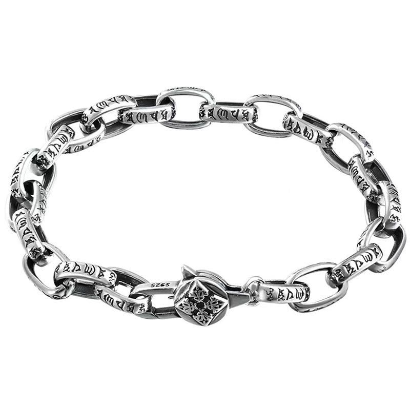 Buddha Stones Pulsera Calmante de Sabiduría de Seis Verdaderas Palabras de Plata Esterlina 925