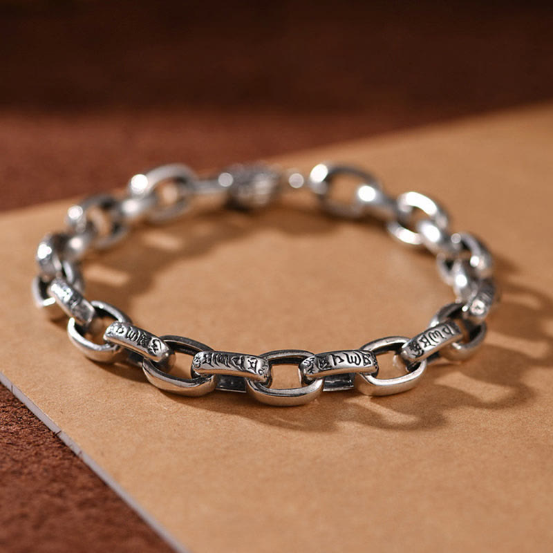 Buddha Stones Pulsera Calmante de Sabiduría de Seis Verdaderas Palabras de Plata Esterlina 925