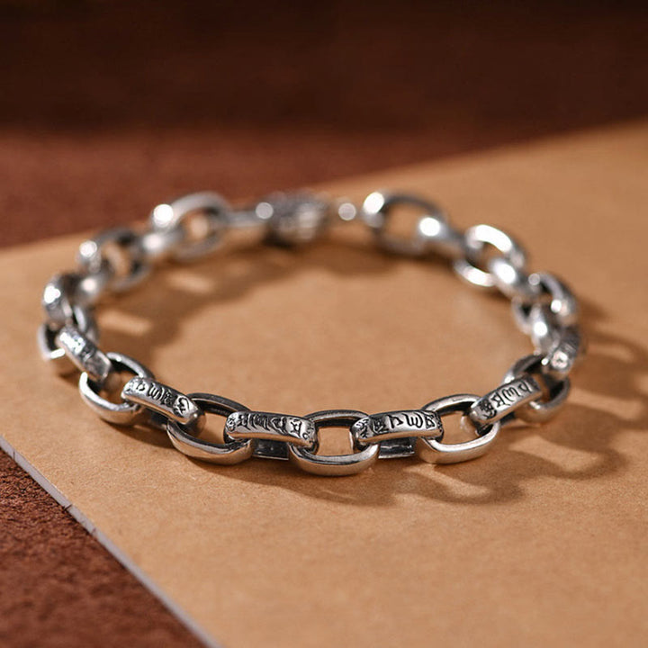 Buddha Stones Pulsera Calmante de Sabiduría de Seis Verdaderas Palabras de Plata Esterlina 925