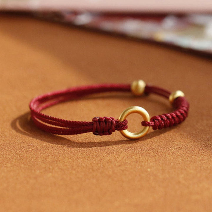Pulsera de aleación con piedra Buddha Stones de cuerda roja de la suerte y hebilla de paz