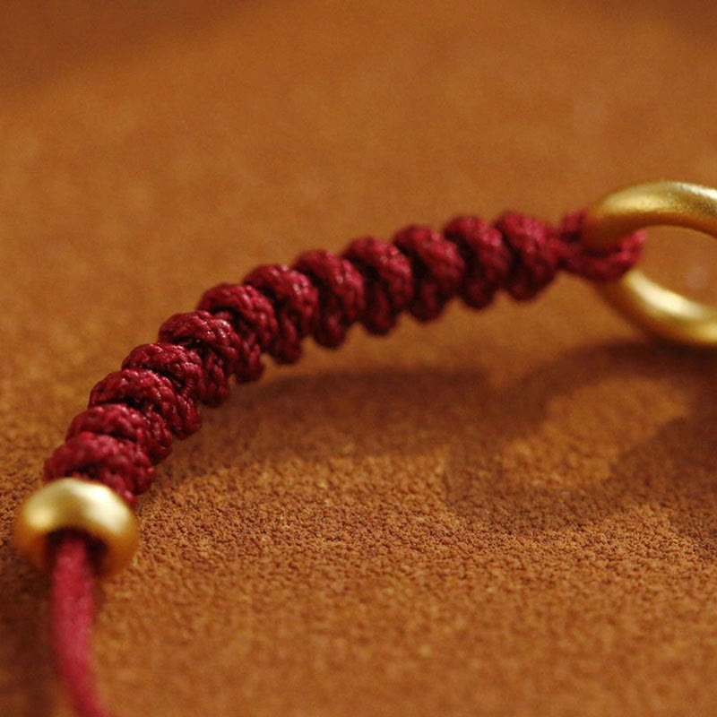 Pulsera de aleación con piedra Buddha Stones de cuerda roja de la suerte y hebilla de paz
