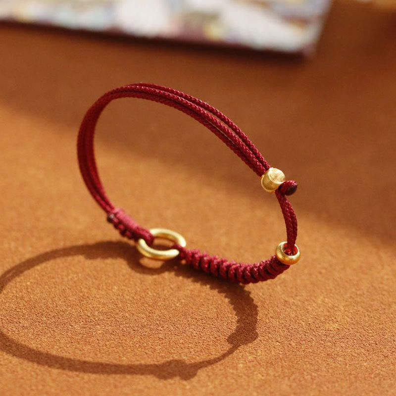 Pulsera de aleación con piedra Buddha Stones de cuerda roja de la suerte y hebilla de paz
