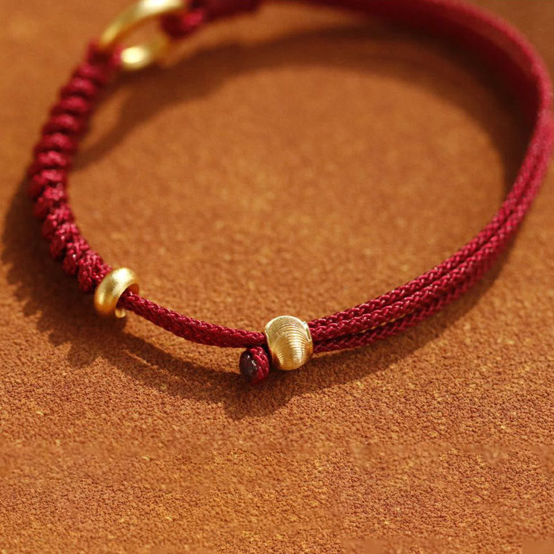 Pulsera de aleación con piedra Buddha Stones de cuerda roja de la suerte y hebilla de paz