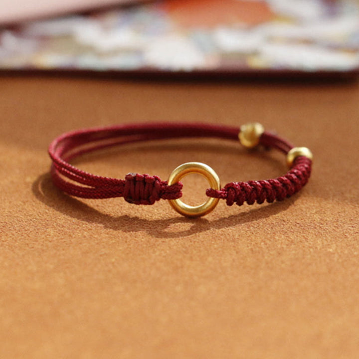 Pulsera de aleación con piedra Buddha Stones de cuerda roja de la suerte y hebilla de paz