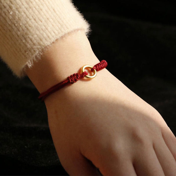 Pulsera de aleación con piedra Buddha Stones de cuerda roja de la suerte y hebilla de paz