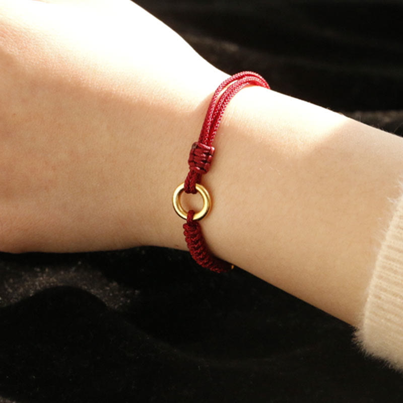 Pulsera de aleación con piedra Buddha Stones de cuerda roja de la suerte y hebilla de paz