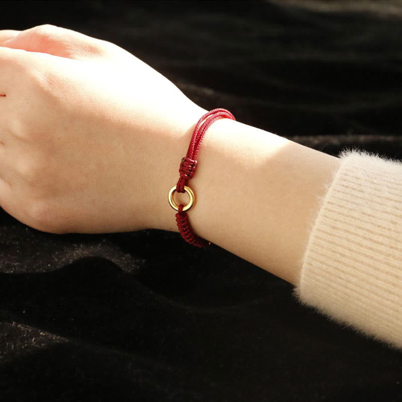 Pulsera de aleación con piedra Buddha Stones de cuerda roja de la suerte y hebilla de paz