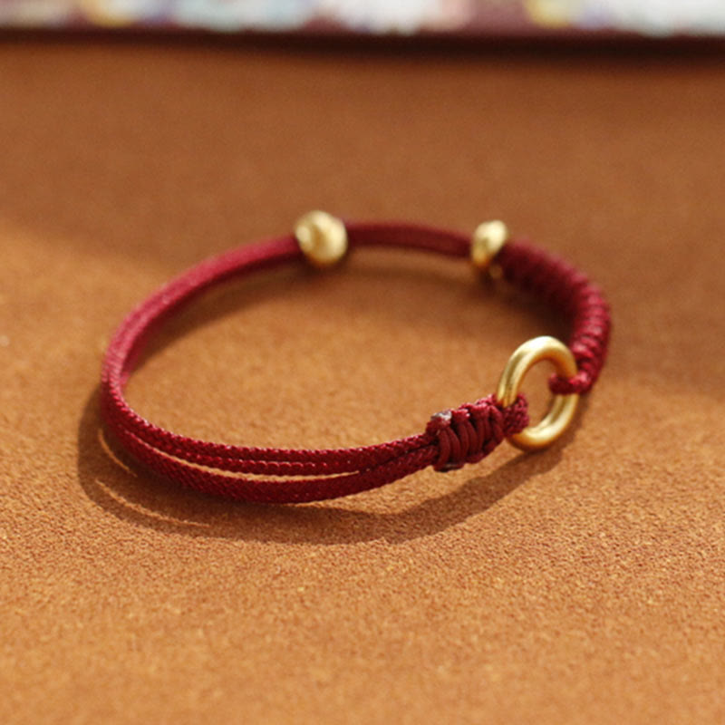 Pulsera de aleación con piedra Buddha Stones de cuerda roja de la suerte y hebilla de paz