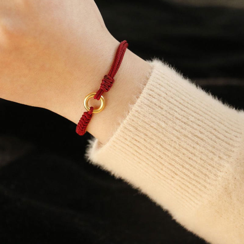 Pulsera de aleación con piedra Buddha Stones de cuerda roja de la suerte y hebilla de paz