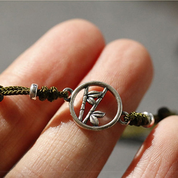 Buddha Stones Pulsera de Cuerda de Suerte de Bambú de Plata Esterlina 925