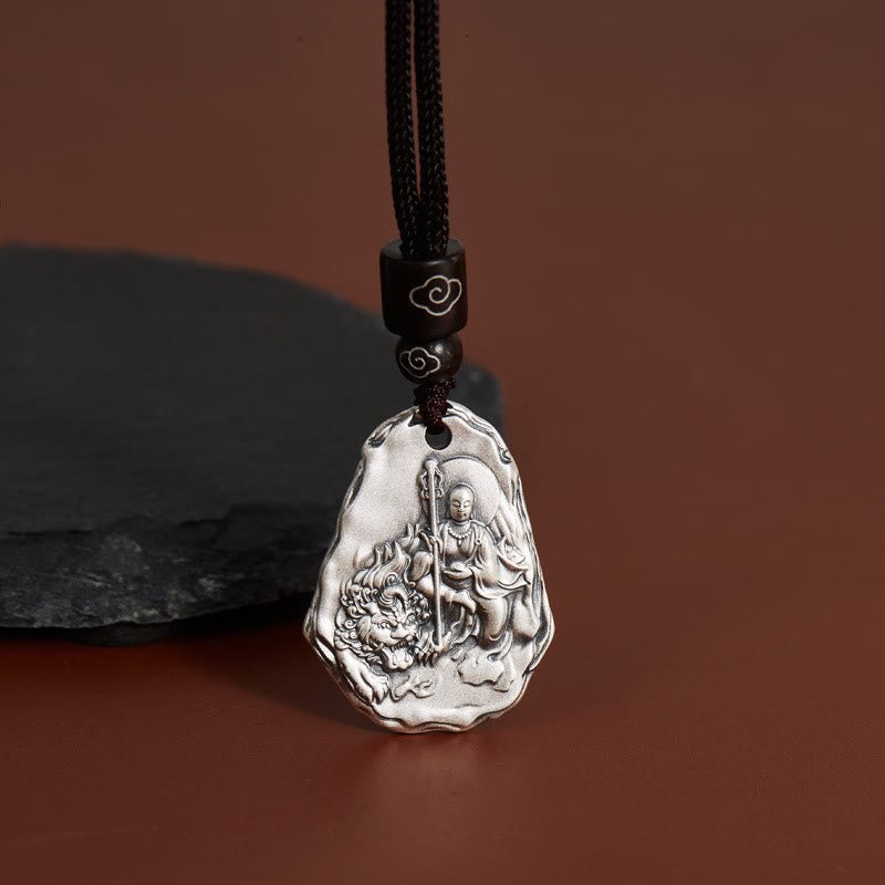 Buddha Stones Colgante de Collar de la Diosa Zakiram Ksitigarbha Buda de Plata Esterlina 999 - Buda Ksitigarbha - image 1