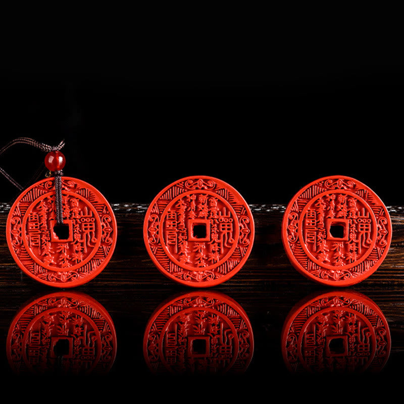 Buddha Stones Collar Bendición Colgante de Collar de Cinnabar Natural Diseño Bagua Gastar Dinero Montaña Fantasmas