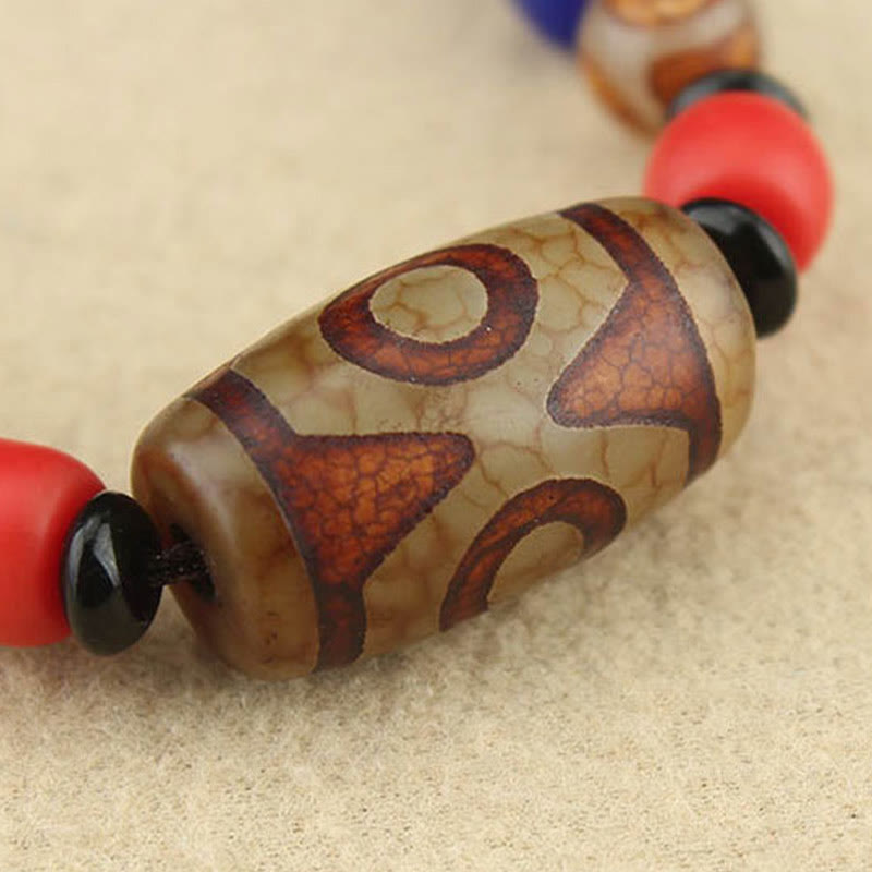 Buddha Stones Joyas Tibetanas de Ojo de Nueve Dzi Cuentas Dzi de Tres Ojos Collar de Protección Colgante