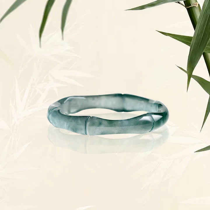 Anillo de Jade Natural de Buddha Stones, Bambú de Prosperidad y Abundancia