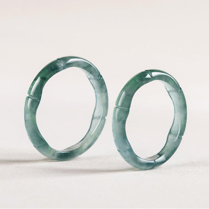 Anillo de Jade Natural de Buddha Stones, Bambú de Prosperidad y Abundancia