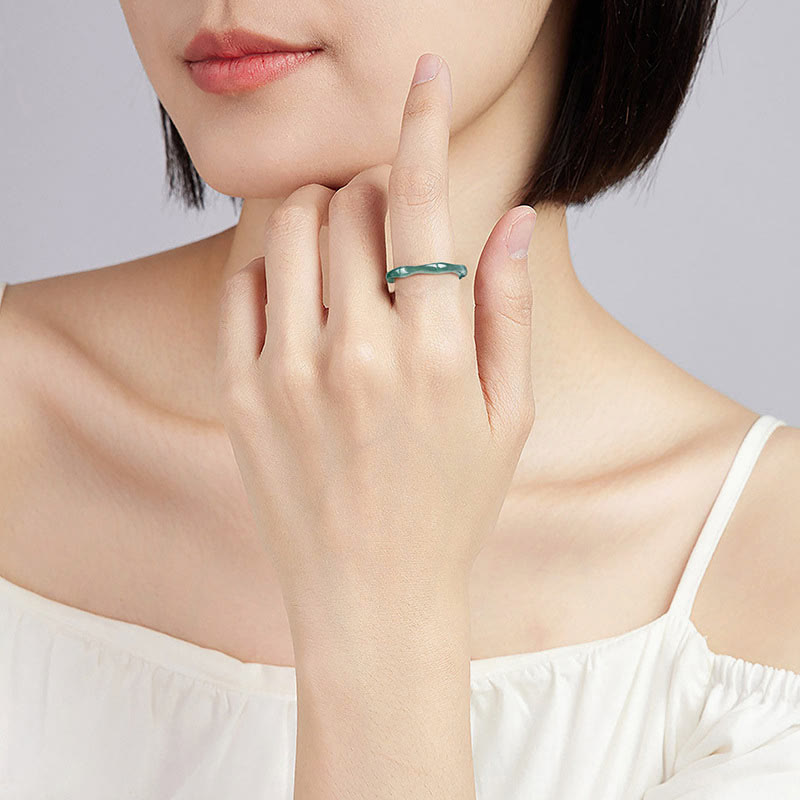 Anillo de Jade Natural de Buddha Stones, Bambú de Prosperidad y Abundancia