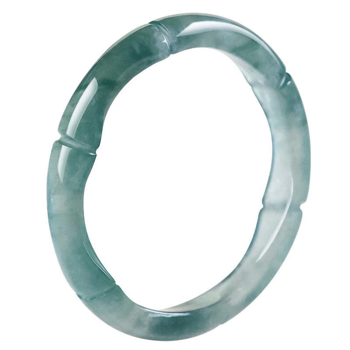 Anillo de Jade Natural de Buddha Stones, Bambú de Prosperidad y Abundancia